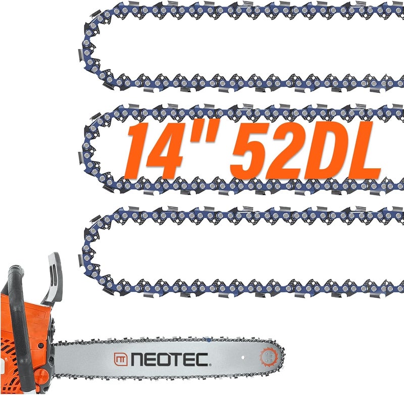 NEO-TEC 14 Inch Chainsaw Chain 3/8" LP Pitch .050" Gauge 52 Drive Links, Fits for Ryobi RY3714 / RY405010 / RY40503 / RY40530 / RY43006, Fits Husqvarna 120, Echo CS-310, Poulan, WORX and More-S52 (3 Chains) - Image 1